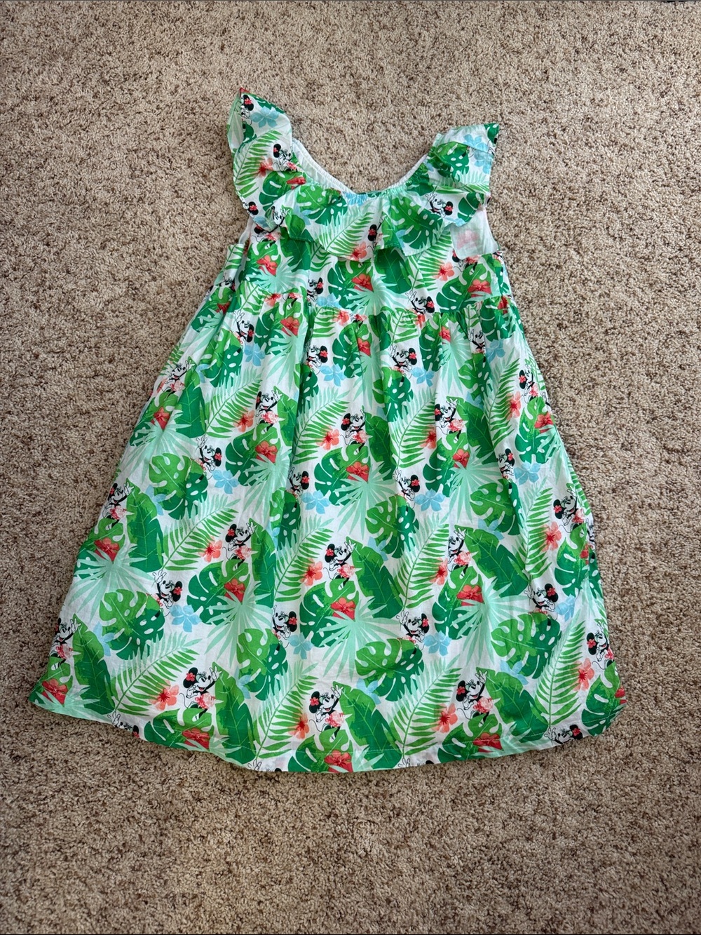 Disney Green Tropical Leaf Ruffle Sundress